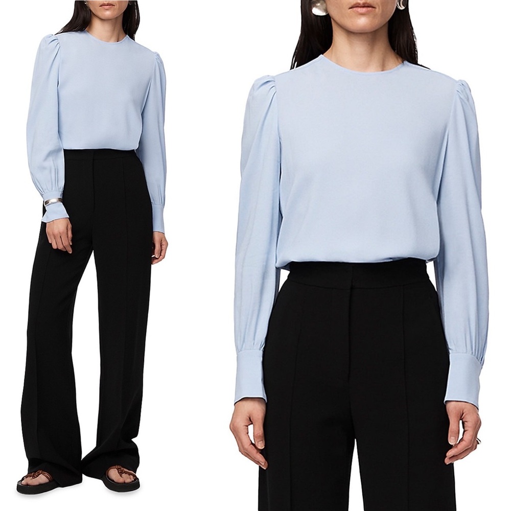 Another Tomorrow Puff Sleeve Blouse, US6